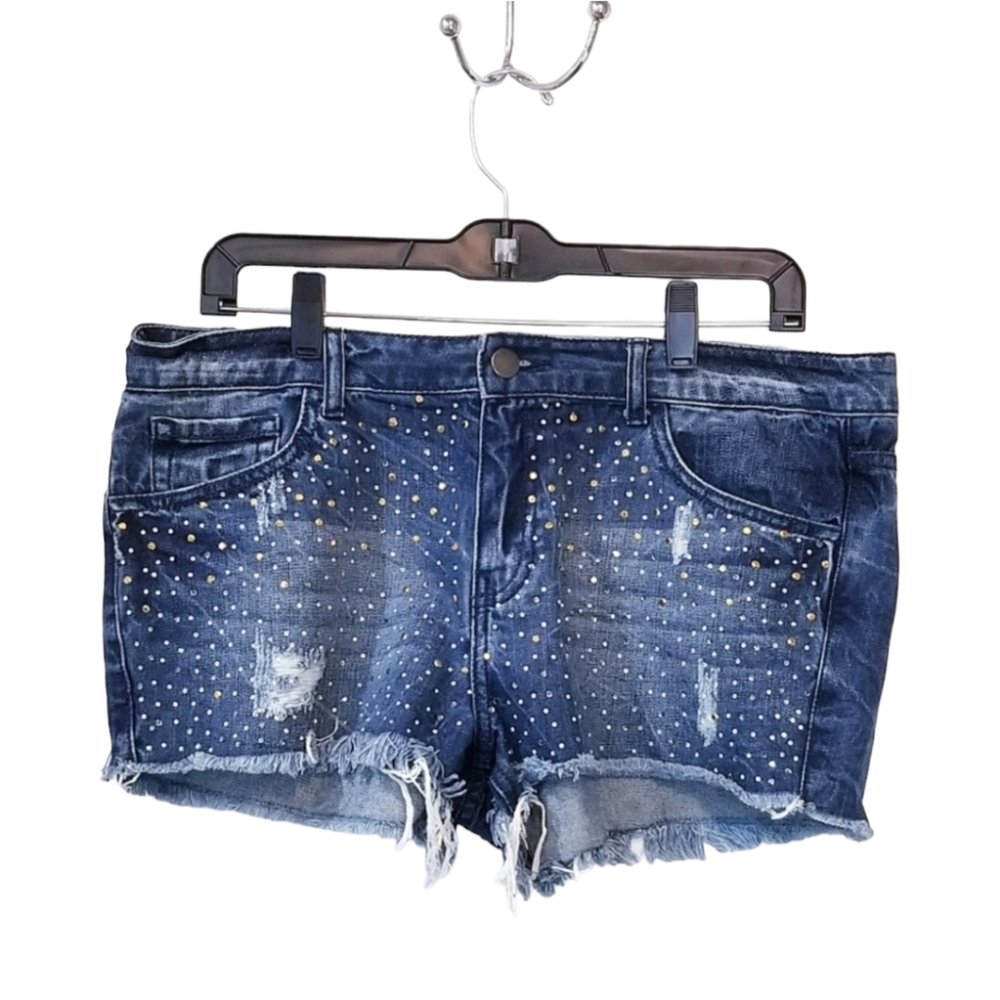 ✨️ Forever 21 Distressed Blue Jean Jeweled Denim Shorts